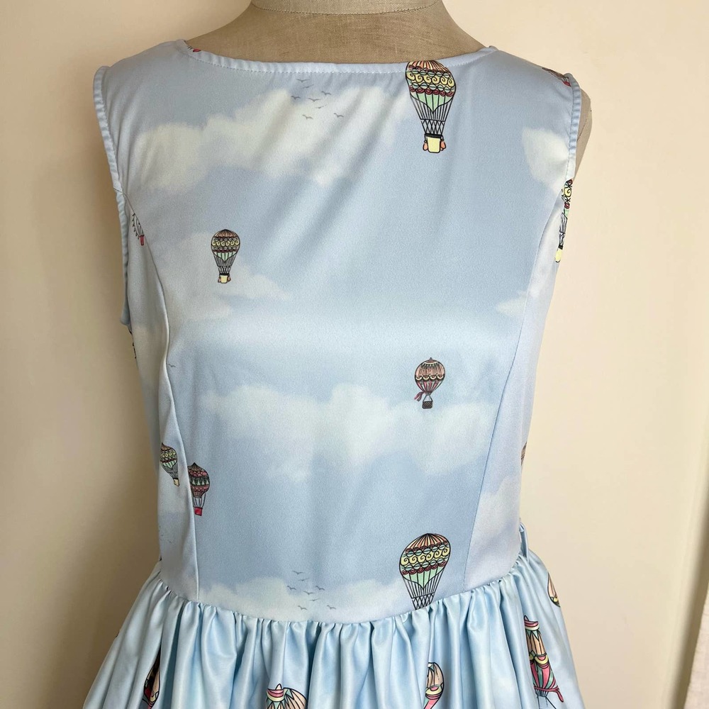 Lindy Bop Light Blue Hot Air Balloon Swing Dress - Picture 3 of 6